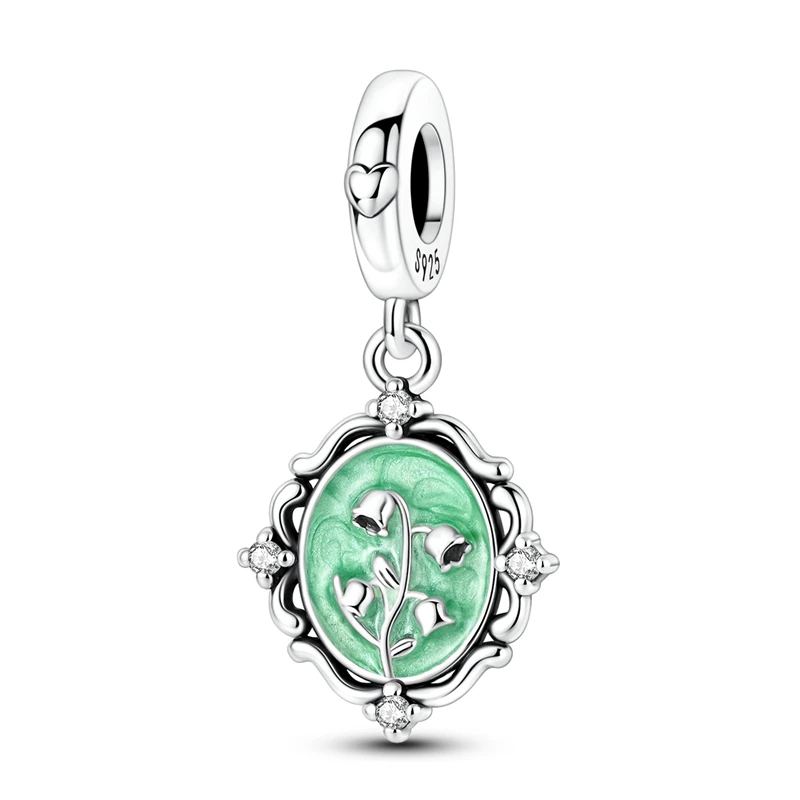 Charm Pendant 925 Sterling Silver Lily of the Valley For Woman Fit Bracelet Making Fashion Jewelry