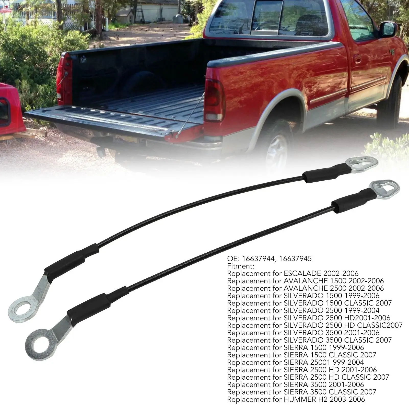 2pcs Tailgate Support Cable Replacement for silverado 1500/2500/3500 - Durable Car Accessories