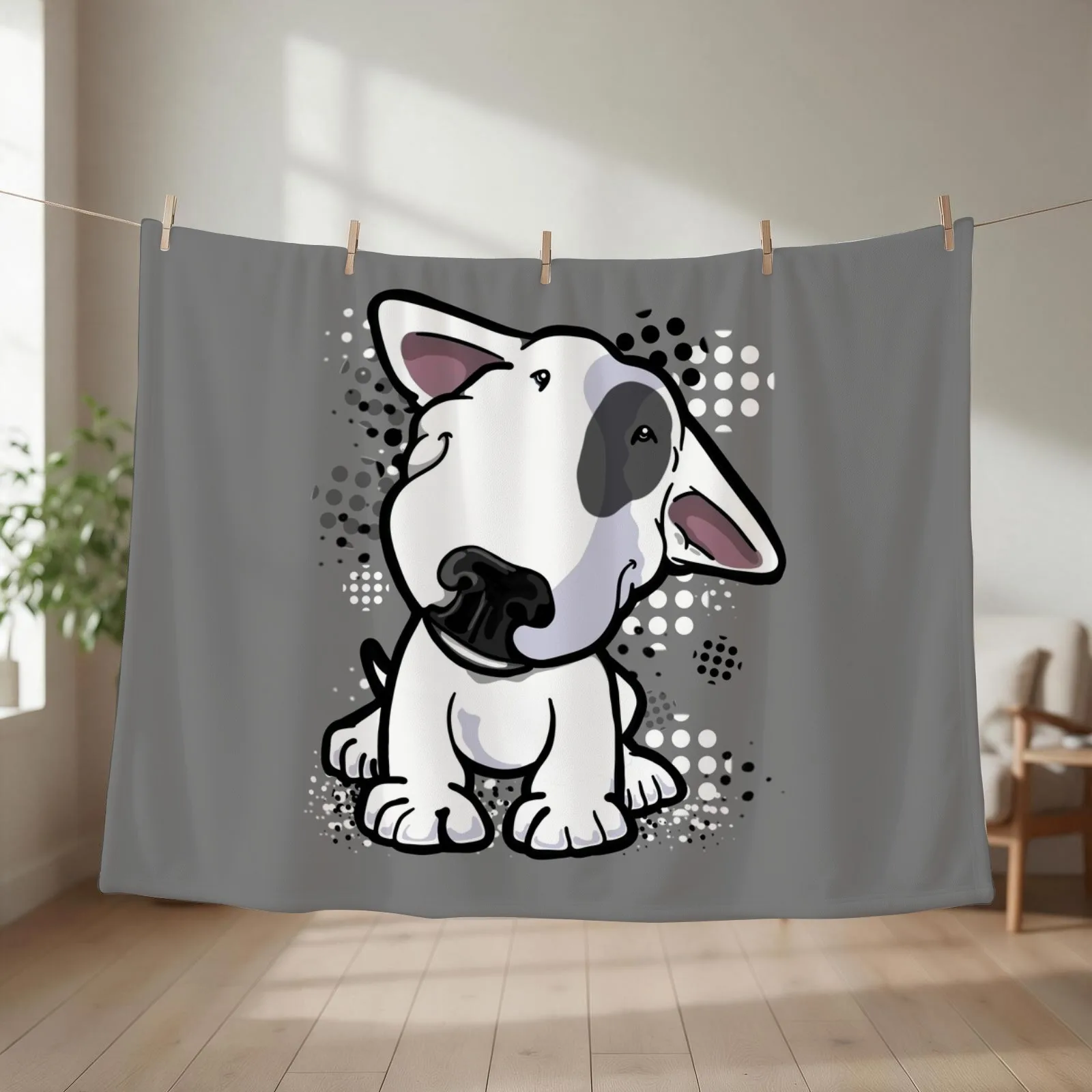 Happy Eye Patch Bullterrier Throw Blanket