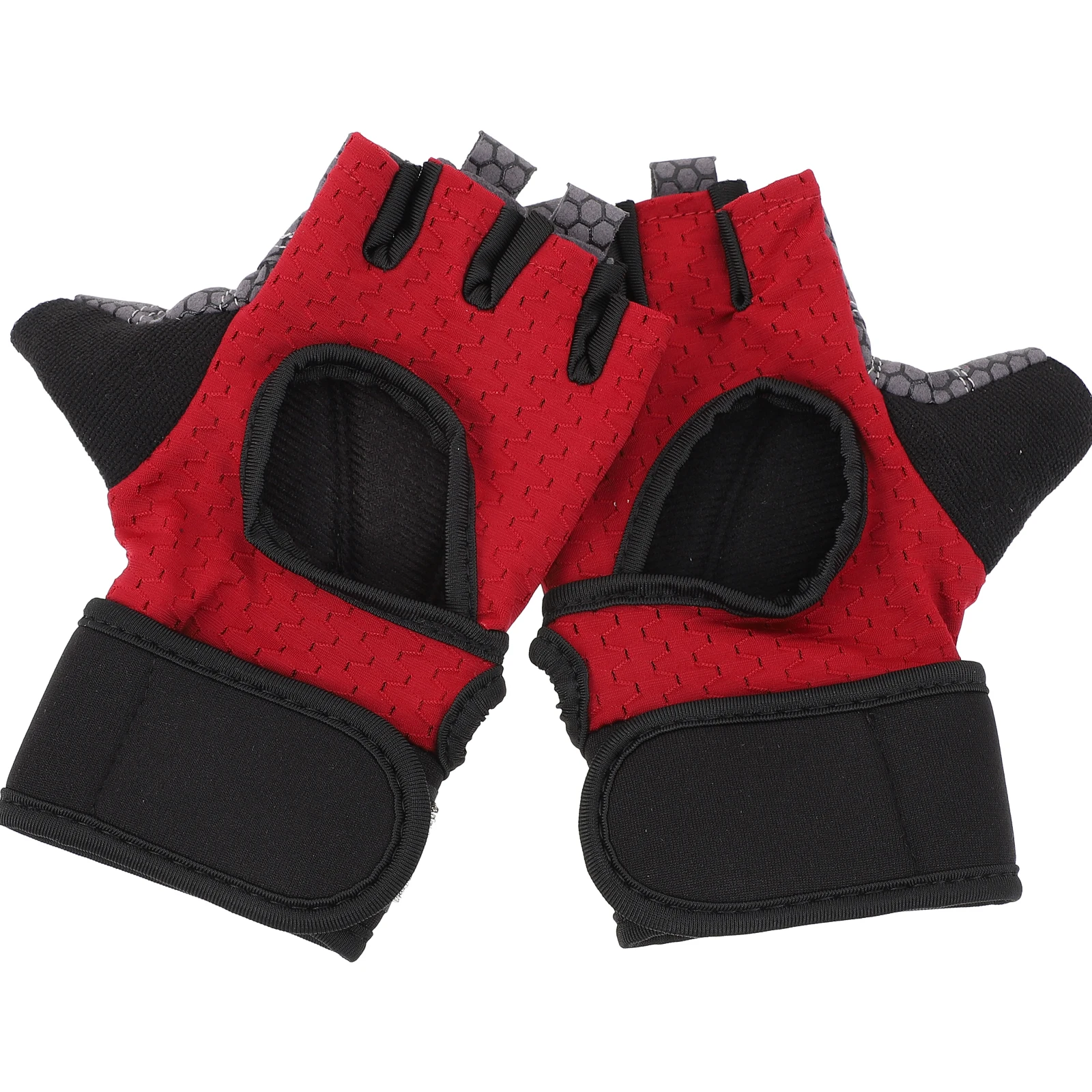

2Pcs Breathable Protective Gloves Anti-Slip Cycling Half-Finger for Outdoor Sports Red Grey Bike Gloves Hands Covers