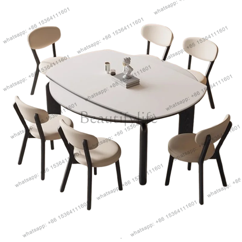 Cheap Design Round Dining Tables White Legs High Wooden Luxury Dining Tables Modern Space Saving Mesas De Jantar Home Furniture