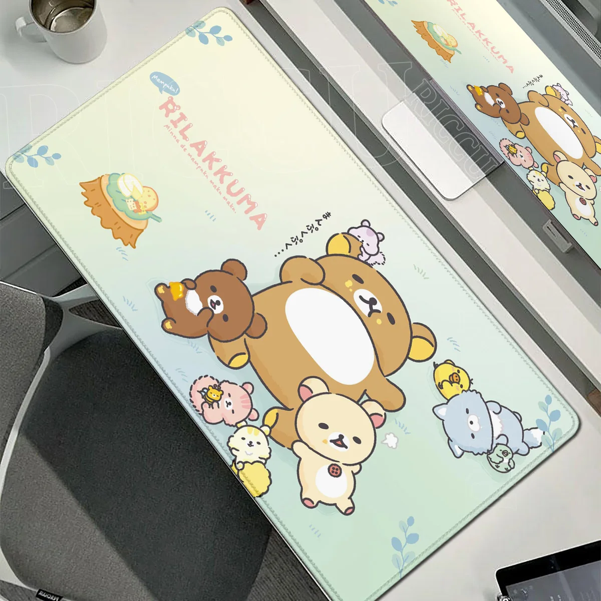 Cartoon Anime Kawaii Rilakkuma Büromatte Teppich Niedliches Mauspad Großes Rutschfestes Mauspad Schreibtischunterlage Laptop Gaming ​ XXL-Tastatur – Detail 11