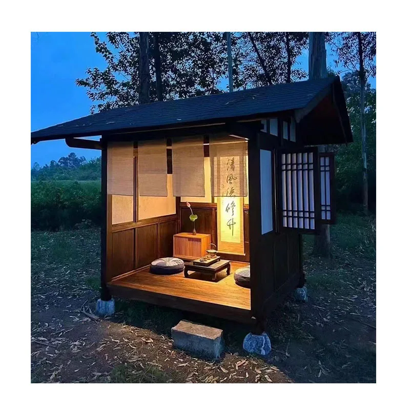 Customised Antique Chinese tea room wooden house villa courtyard outdoor tea room homestay landscaping movable wooden house