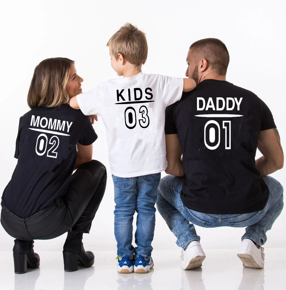 

Hot Parent-Child Tops Fashion Letter Print Cotton Short Sleeve Family Matching Outfits Mother-Kids T Shirt Boy And Girl Clothing