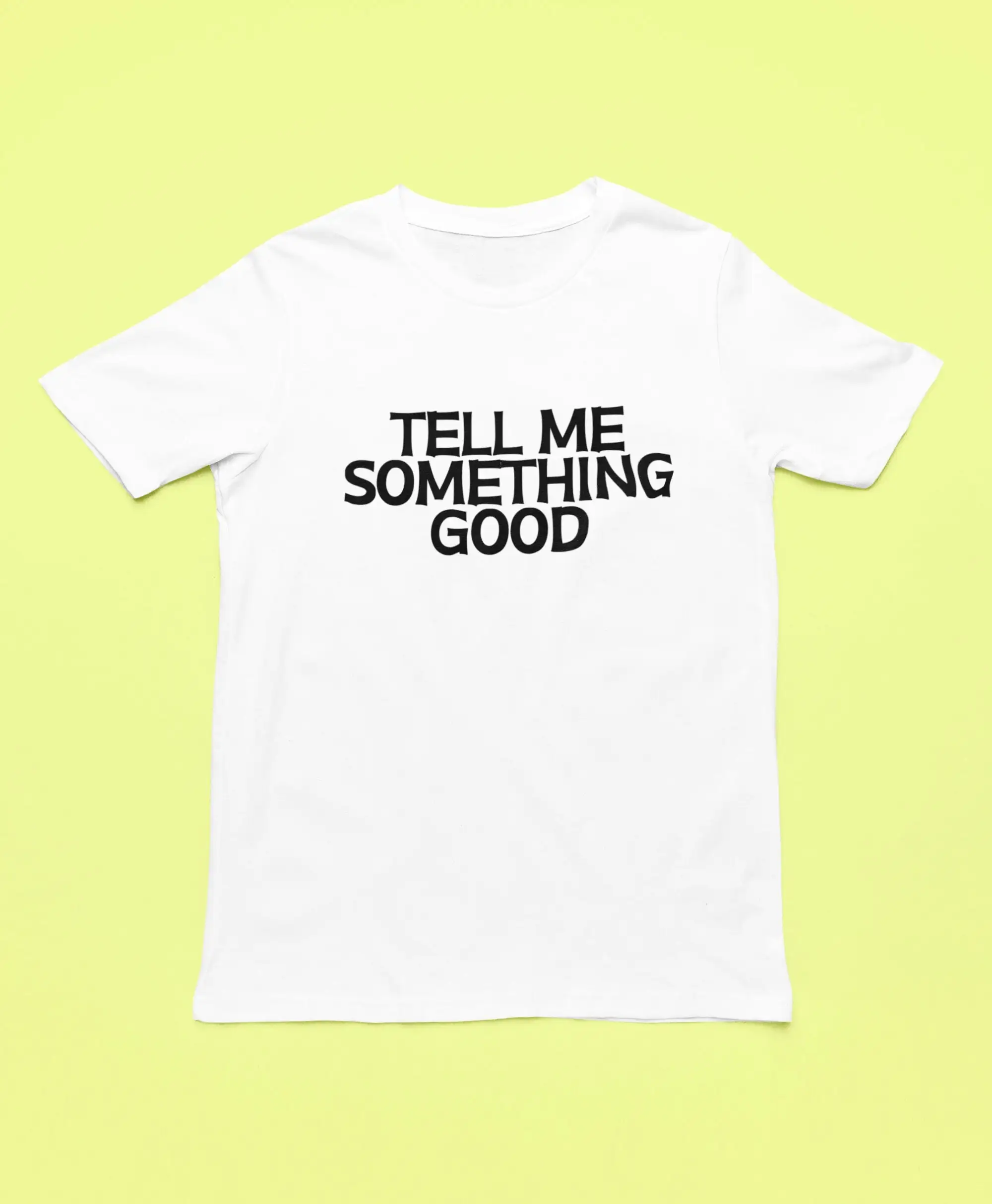 Song lyrics T shirt Vintage Disco Record Conversation Starter Great News god is good Tell Me Something Therapy