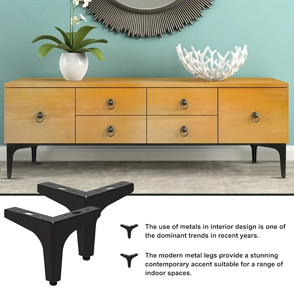 4PCS black height modern furniture sofa legs metal matte black treatment table cabinet legs furniture accessories