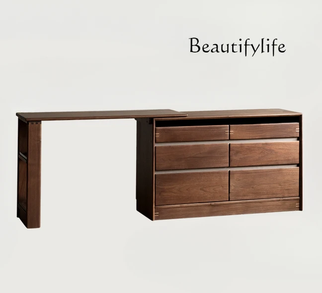 

Семейный комод с выдвижными ящиками, интегрированный макияжный столик, подвижная деревянная кровать из черного ореха, шкаф для хранения