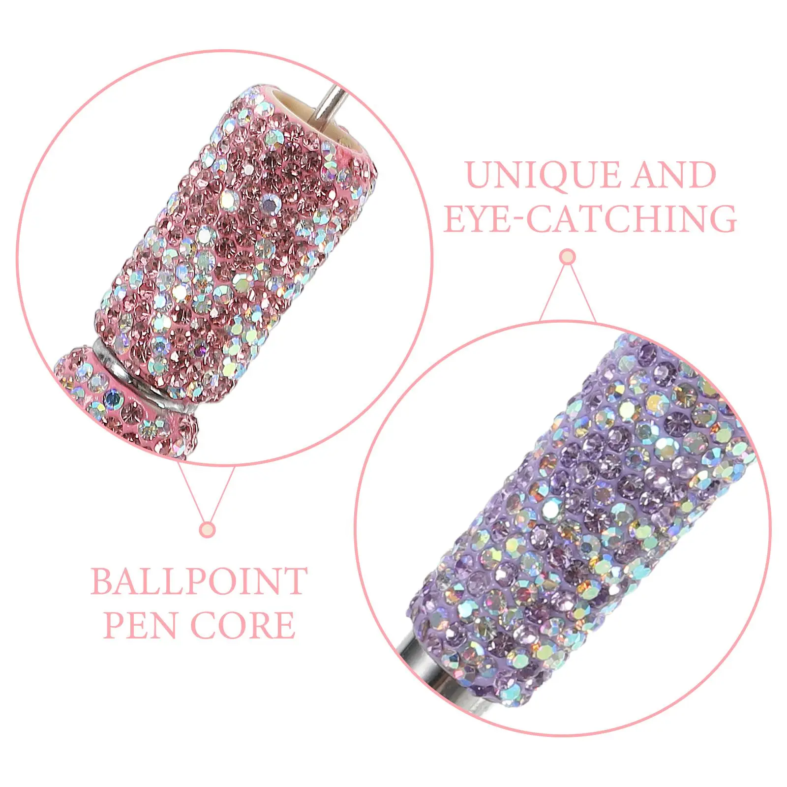 2 قطعة أقلام حبر جاف الماس عبوات قابلة للخرز جميلة النساء مكتب المدرسة هدايا فريدة جوهرة الأسود ورأى نصائح أدوات الكتابة