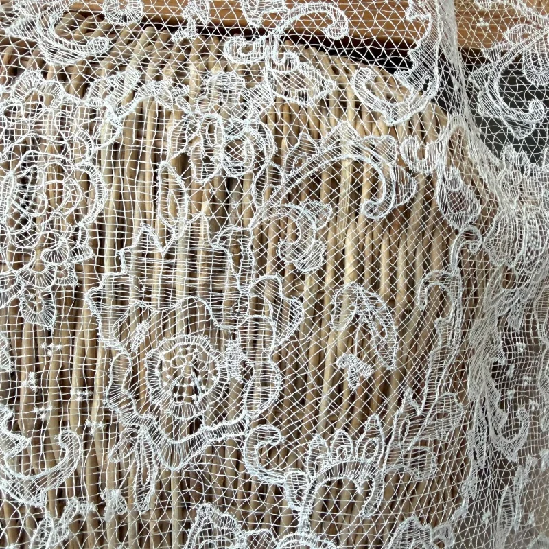 Custom New Vintage Fish Line Lace Hollow Out Lace Fabric For Wedding Dress Veil Bridal Photography Decoration
