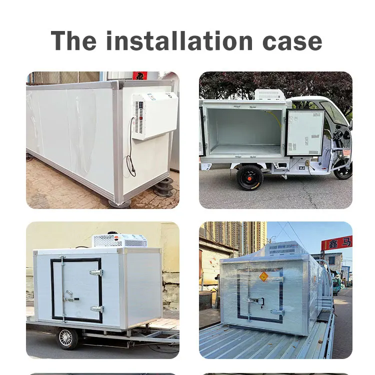 12 فولت 24 فولت 48 فولت على السطح دراجة ثلاثية العجلات المبردة شاحنة ثلاجة شاحنة وحدة تبريد كهربائية للحوم المجمدة #3