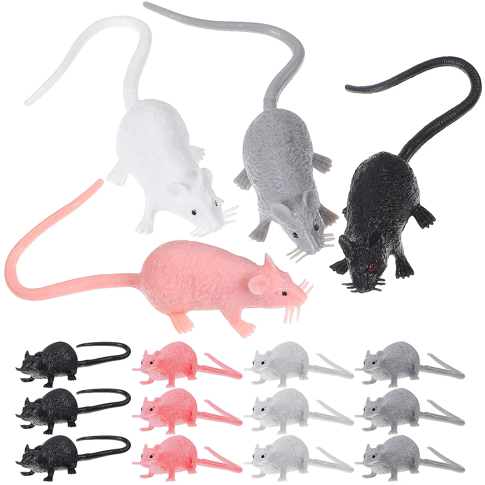 

16 Pcs Simulation Mouse Realistic Miniature Rats Decor Props Figurine Toy Black White 4 Grey 4 Pink Educational Safe Lightweight