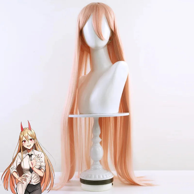 AAA 2025 أنيمي بالمنشار رجل ماكيما قوة شعر مستعار تأثيري طويل برتقالي وردي مقاومة للحرارة الاصطناعية الشعر حفلة لعب الأدوار الباروكات شعر مستعار