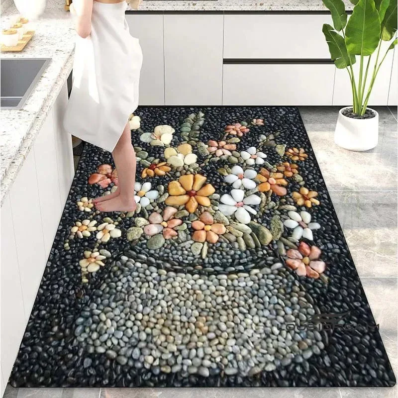 

HGB203DCreative Cobblestone Carpet Color Bathroom Door Mat Water Absorbent Non-slip Kitchen Living Room Carpet CustomizableTRk3^