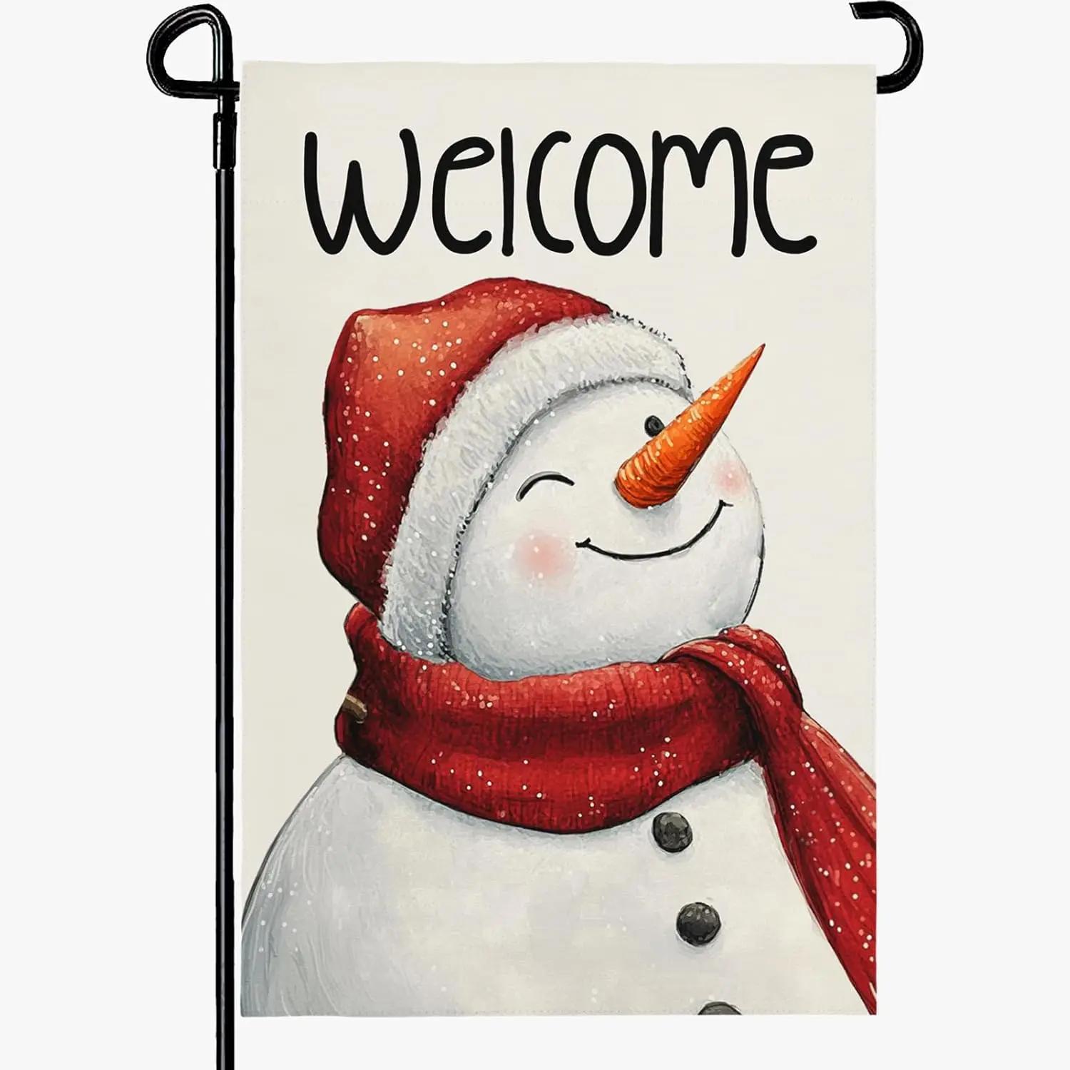 Winter Snowman Welcome Garden Flag Christmas Holiday Burlap 12x18 Inch Double Sided Yard Flags Xmas Small Flag Outdoor Garden De