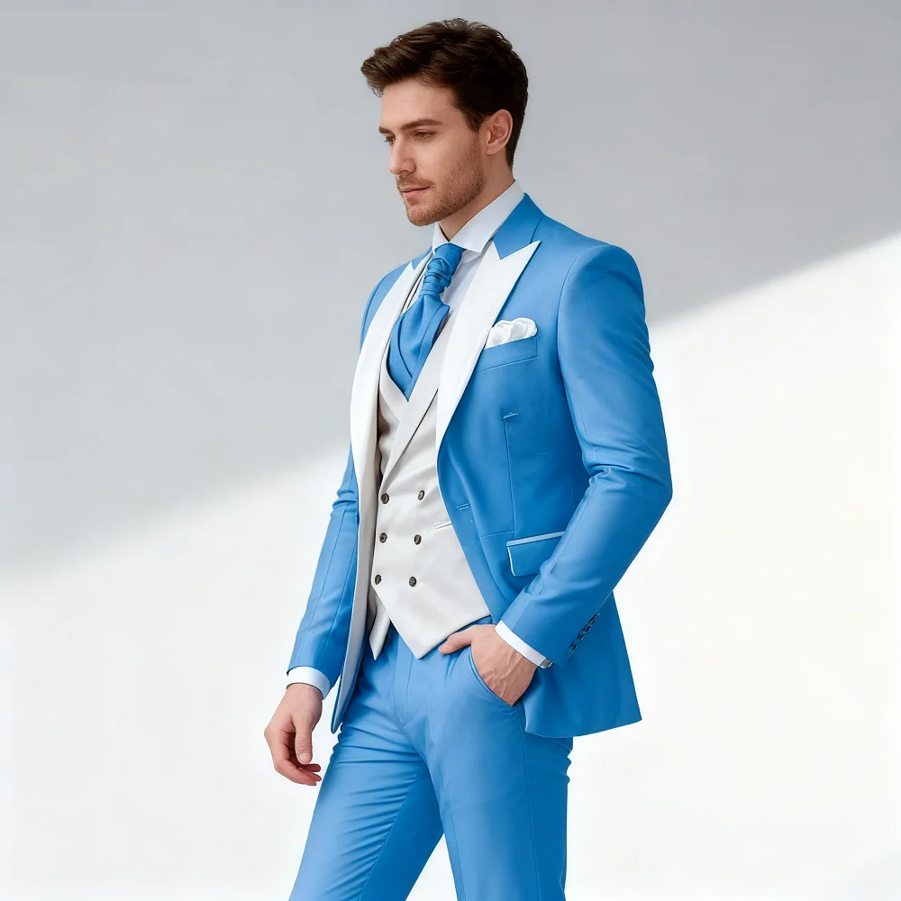 

Розовые мужские костюмы Элегантный пиджак с пиковыми лацканами Смокинг жениха Из 3 предметов Блейзер Жилет и брюки Комплект Формальный мужской костюм для делового выпускного вечера