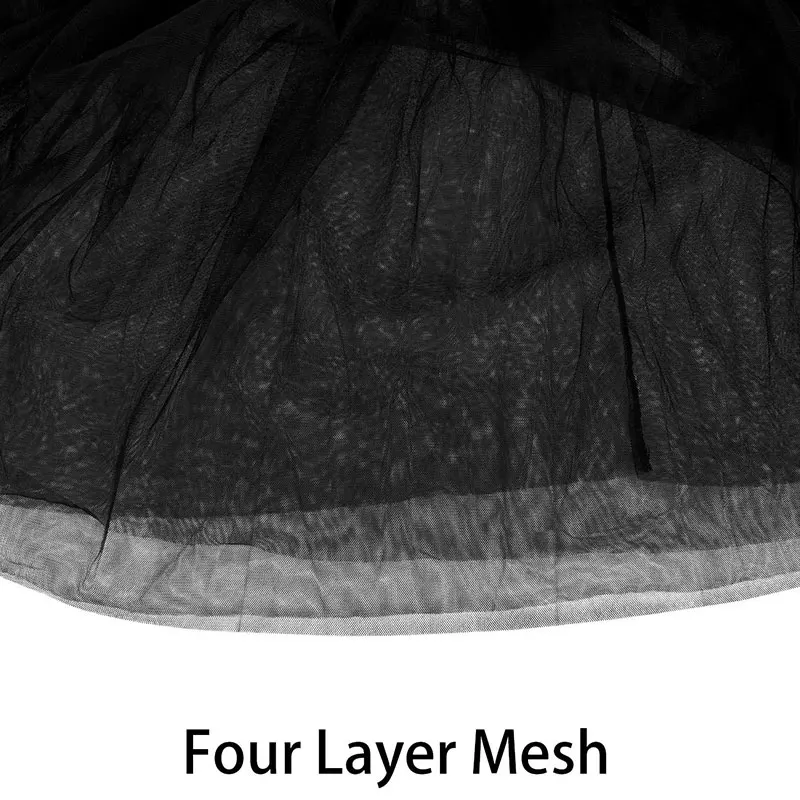 Women\'s Romantic Princess Tulle Black Ballet Mid Length Tutu Skirt with Durable Four Layer Mesh and Elastic Adjustable Waistband