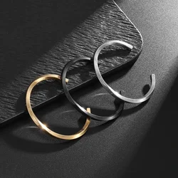 Fashionable and Simple Stainless Steel Glossy Geometric Twisted Open Bracelet Couple Casual Trendy Jewelry for Men and Women