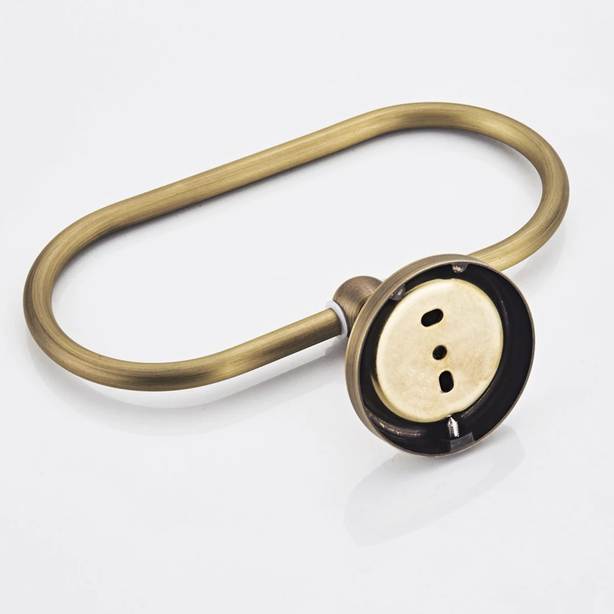 

Oval Towel Ring Black Rack Bathroom Shelf Brass Holder Circular Space Saving Durable Copper Wall Mount Modern Design