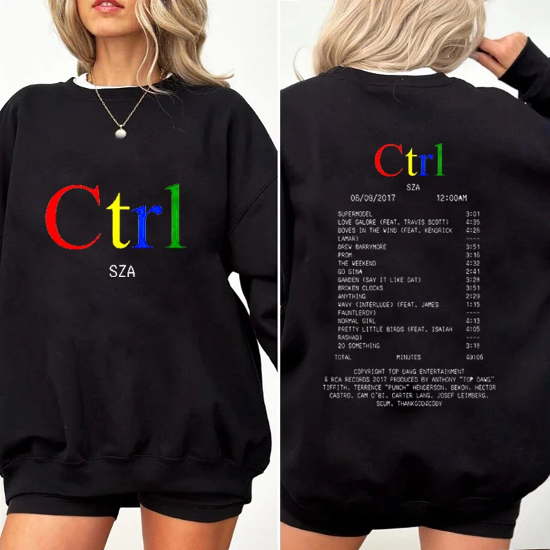 

Singer Sza Ctrl Album Crew Neck Sweatshirt Retro Clothing Simple Style With Text Prints Streetwear Gift For Sza Fans