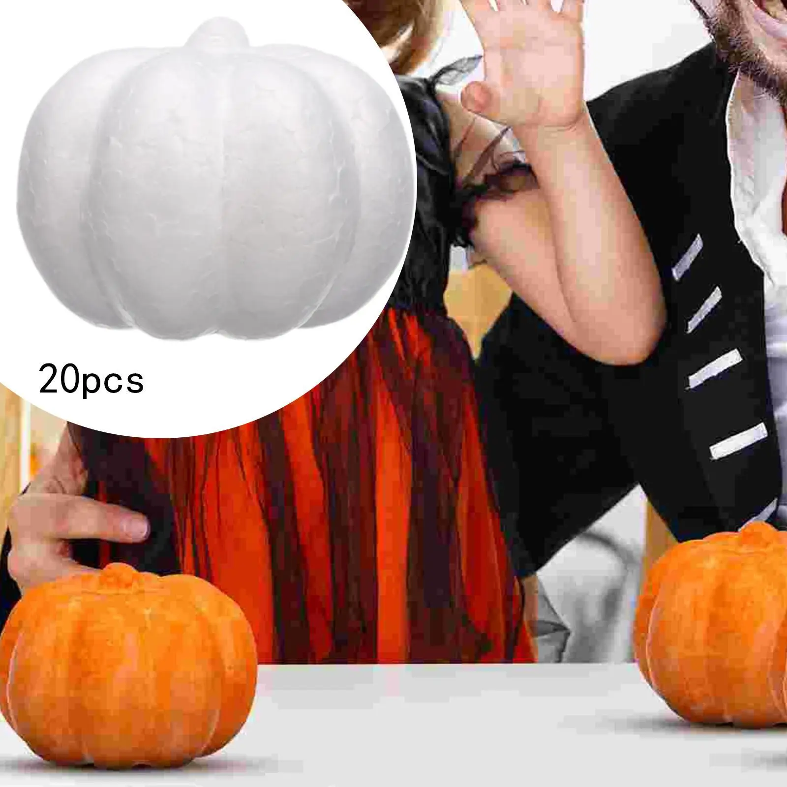 

20x White Foam Pumpkins Carving Painting Artificial Pumpkins for Halloween Birthday School Project Christmas Autumn Fall Harvest