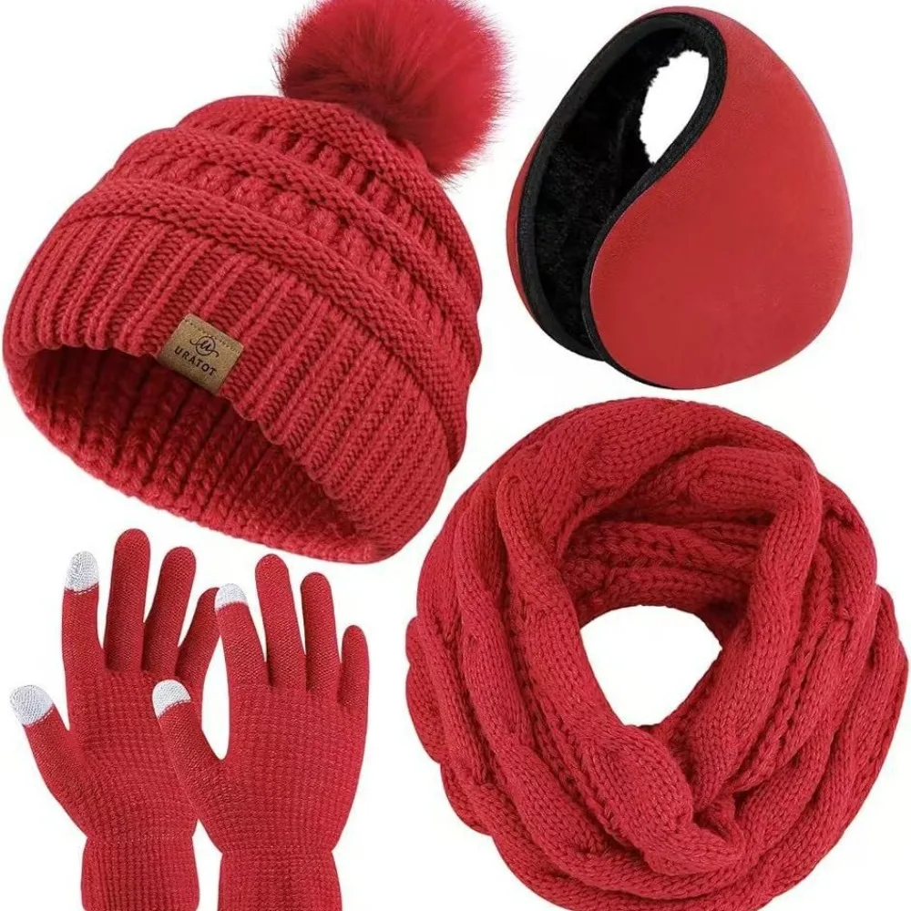 4-pcs-set-feminino-inverno-chapeu-cachecol-luvas-bola-de-pele-do-falso-adolescente-meninas-gorro-de-malha-pescoco-mais-quente-terno-orelhas-quentes-mulher-bone-conjunto
