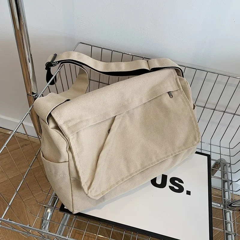 

Canvas Solid Color Shoulder Bags High Capacity Zipper Ladies Bags on Sale 2025 Fashion Simple Exquisite Women's Crossbody Bag