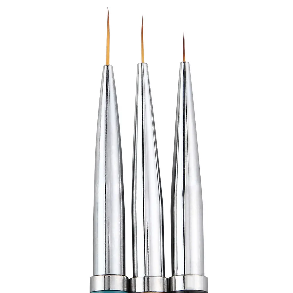 

3Pcs Metal Rod Nail Art Brushes Thin Tip Pens Durable for Fine Nail Painting DIY Drawing Lines Flowers Patterns Reusable