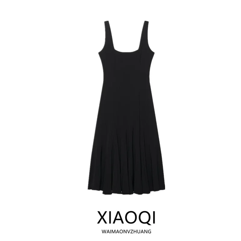 ฤดูร้อน 2025 ใหม่ผู้หญิงยาวกว้างสายคล้องไหล่สแควร์ Midi Dr เดินทาง Sle Svel วัสดุอื่นๆ 00%