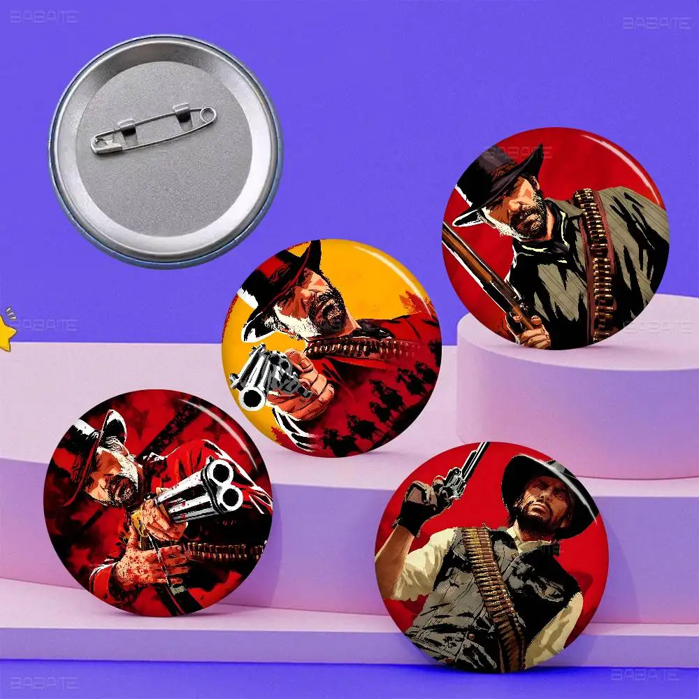 Game R-Red Dead Redemption 2 RDR2 58mm Handmade Brooch Cartoon Cosplay Badge on Backpack Jewelry Accessories Gifts