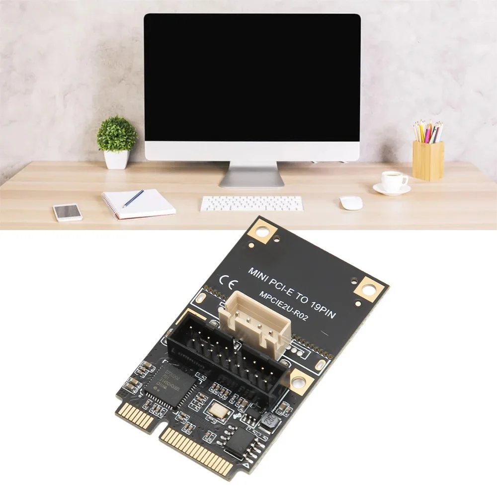 5Gbps Speed Mini PCIE to USB3.2 Expansion Card Front Interface Stable Transmission PCIE Expansion Card Plug and Play