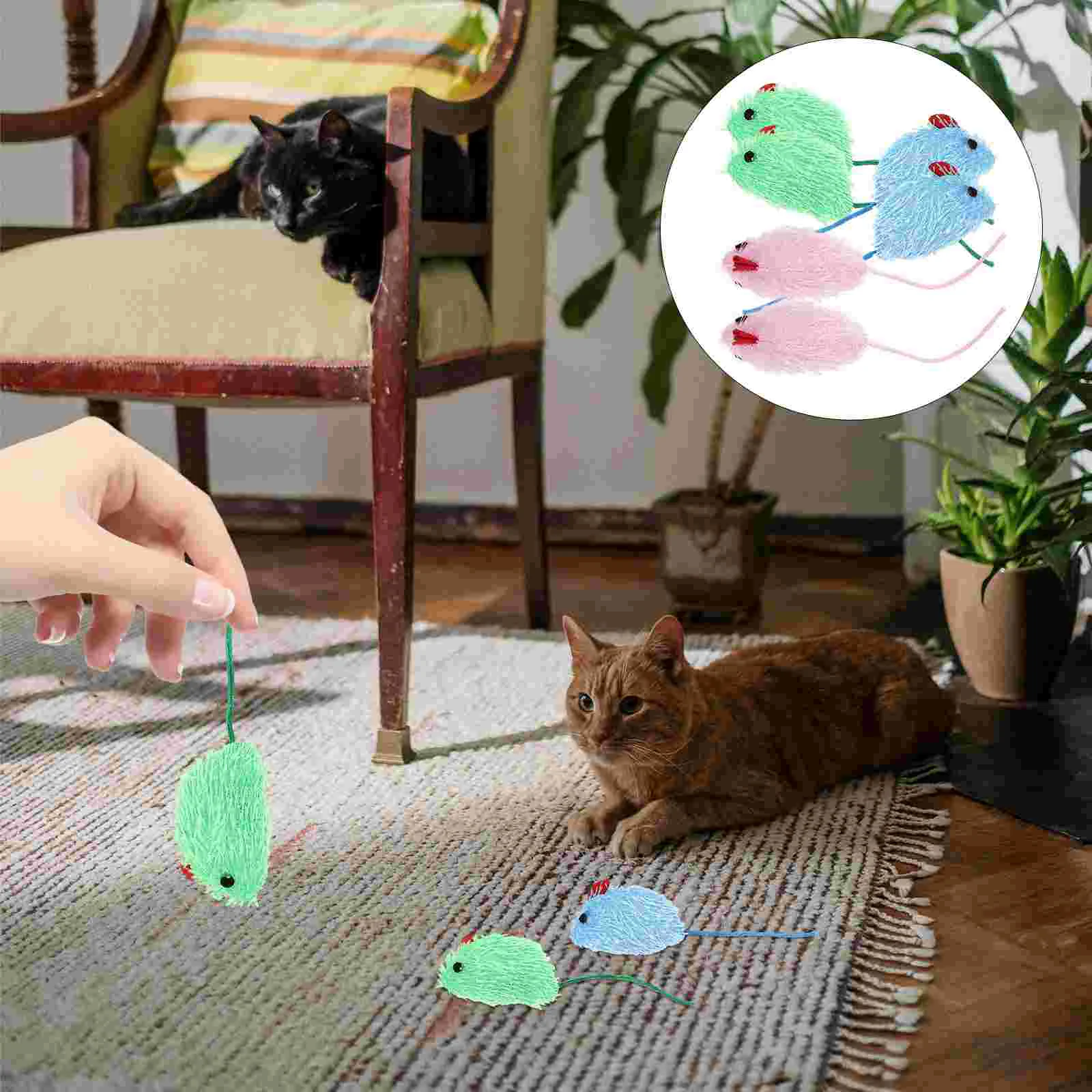 6 Pcs Simulated Mouse and Cat Play Chew Toys For Cats Guinea Pig Funny Chewing Mice Pet Plush Indoor