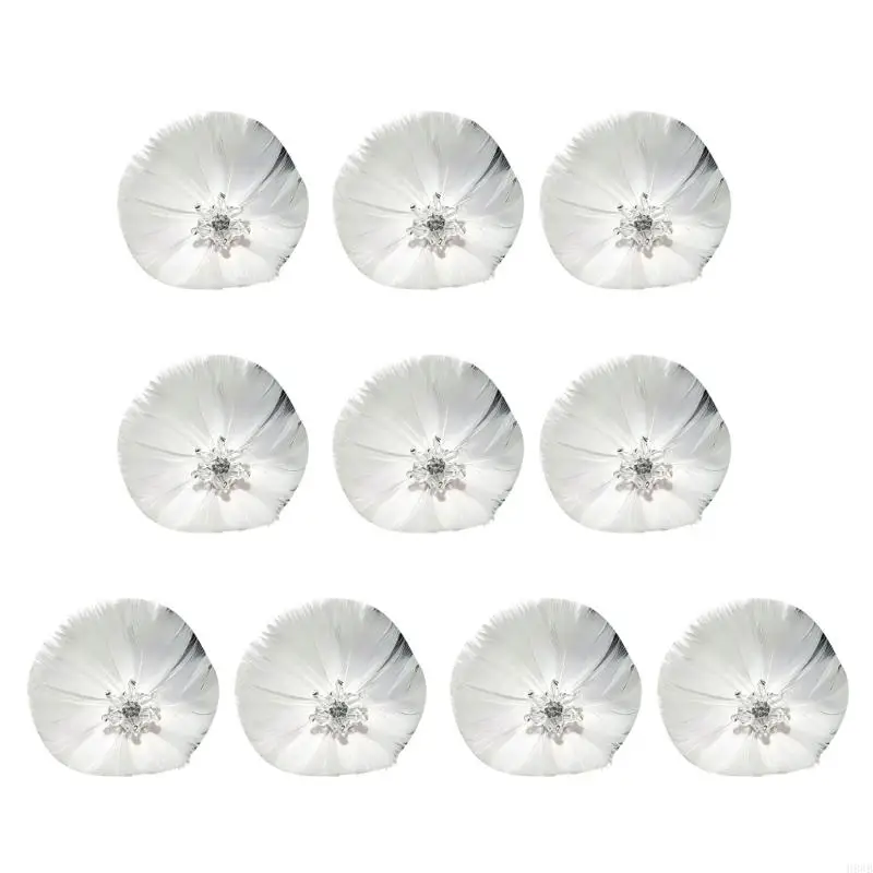 H8WB Flower Trim Set for Eventwear, Soft Fabric Base Embellishment for Hair Styling, Gown Use, Costumes