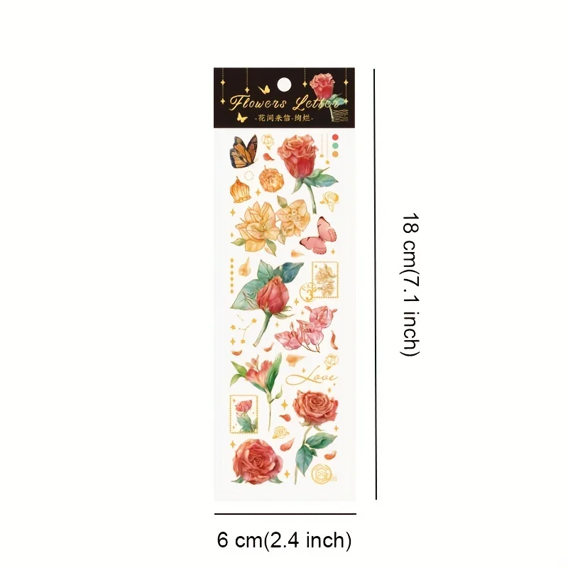 20 Sheets Transparent Flower Stickers PET Vintage Plants Stickers Waterproof DIY Scrapbook Journal Album Card Making