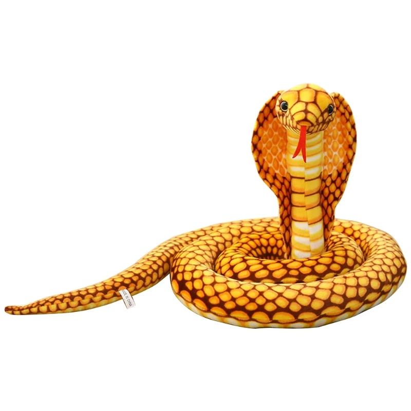 F19F 94inch Stuffed Simulation Snake for Cobra Room Decor Sadness Appease Table Automobile Accessory Plush Birthday