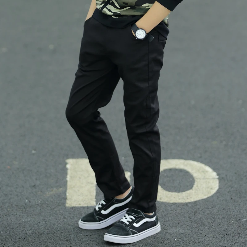 Teenage Kids Boys Pants Spring Boys Children Clothes Solid Black Pencil Pants Long Trousers Kids Clothes Outfit for 7-16 Years