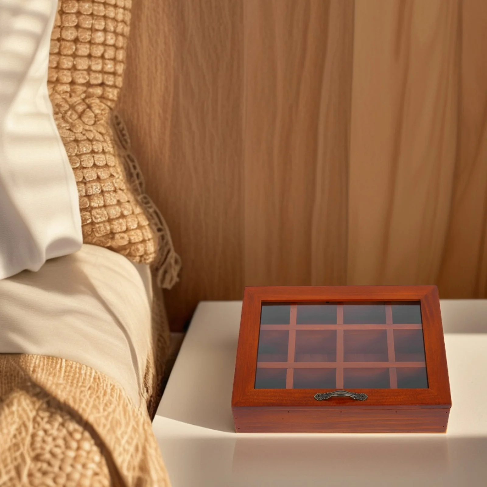 

Ящик для хранения ювелирных изделий с несколькими отделениями, винтажный деревянный поднос-ганайзер, контейнер в виде ракушек, витрина с хрустальными бусинами, прозрачная крышка