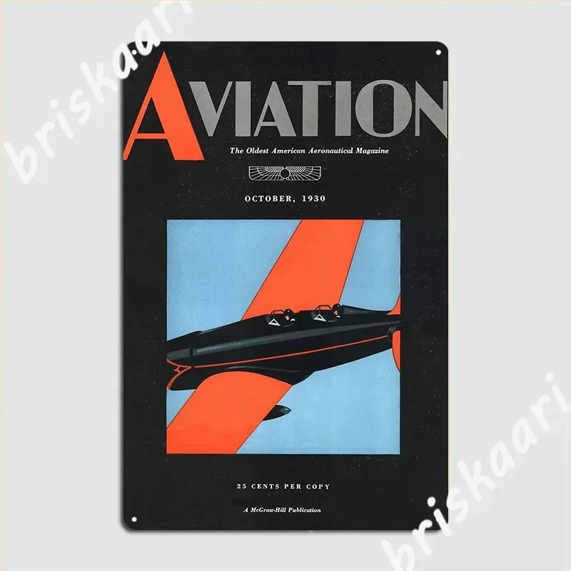 Oct 1930 Aviation Week Art Deco Mag Cover Art Metal Plaque Poster Classic Bar Cave Club Party Plaques Tin Sign Posters