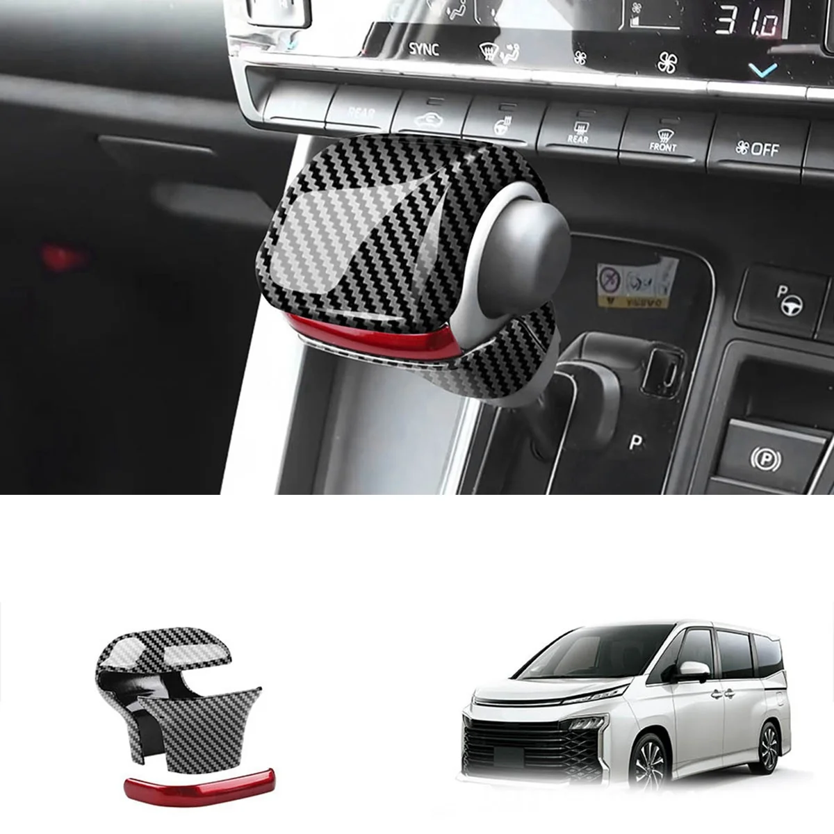 Car Shift Knob Head Cover Trim Sticker for Toyota VOXY/NOAH 90 Series 2022 2023 Gear Decorative Strip B