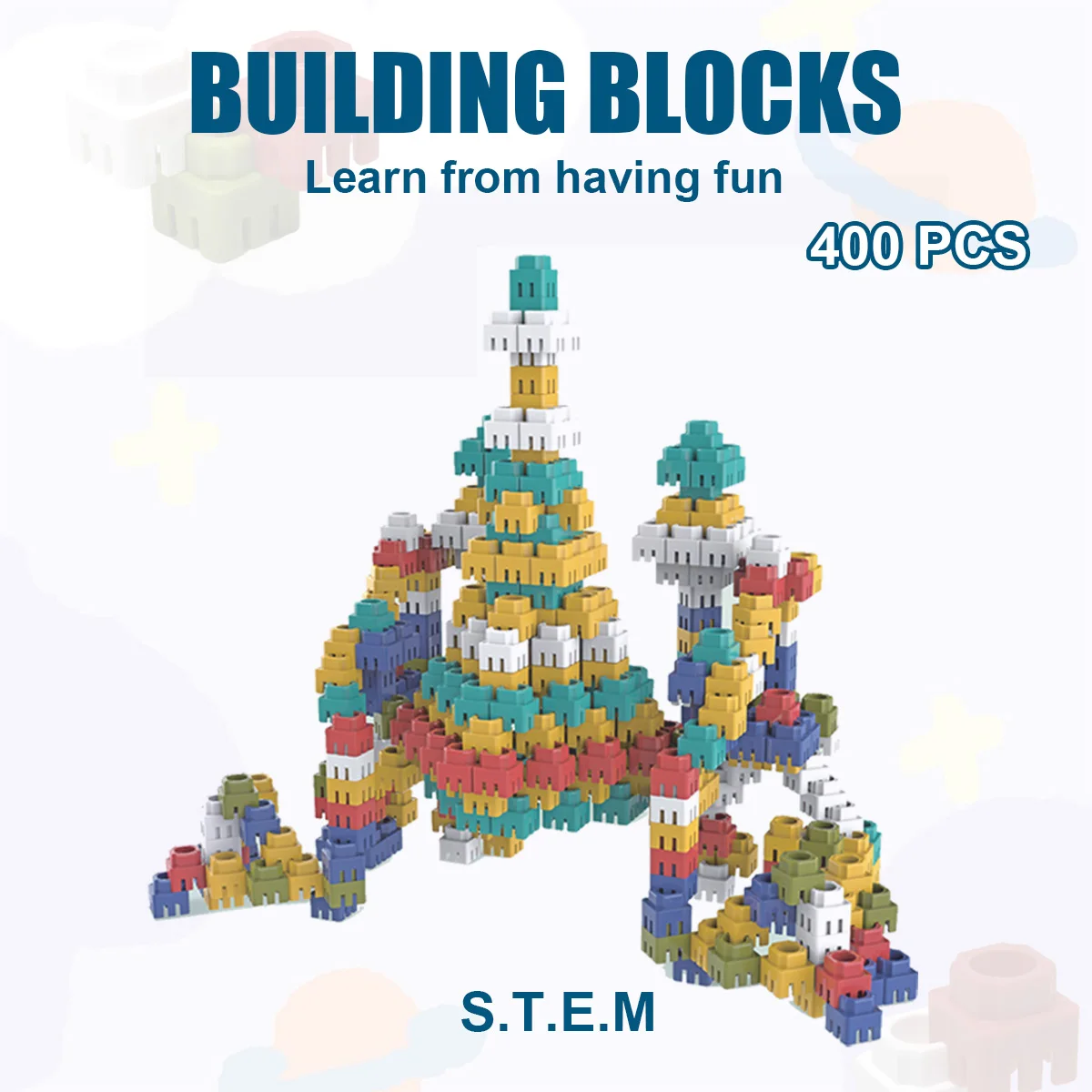 

400 PCS Building Blocks Set, STEM Toys for Toddlers, Construction Early Education Block, Creative Toy for Boys and Girls Aged 3+