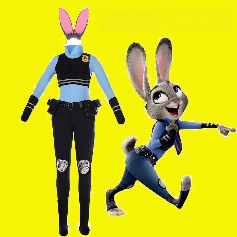 

Zootopia Halloween Cosplay Costume Anime Rabbit Judy Police Officer Full Set Fast Delivery Women's Traditional Chinese Clothing