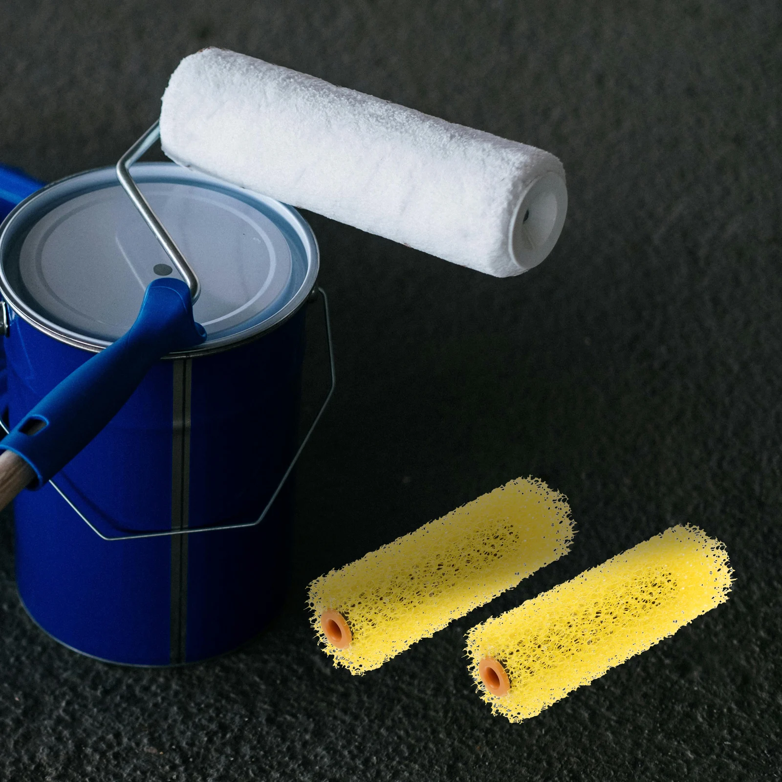 10 Pcs Embroidery Roller Foam Texture Sponge Yellow Covers Refillable Paint Roller 4 Inch House Painting Drywall Ceiling Tools