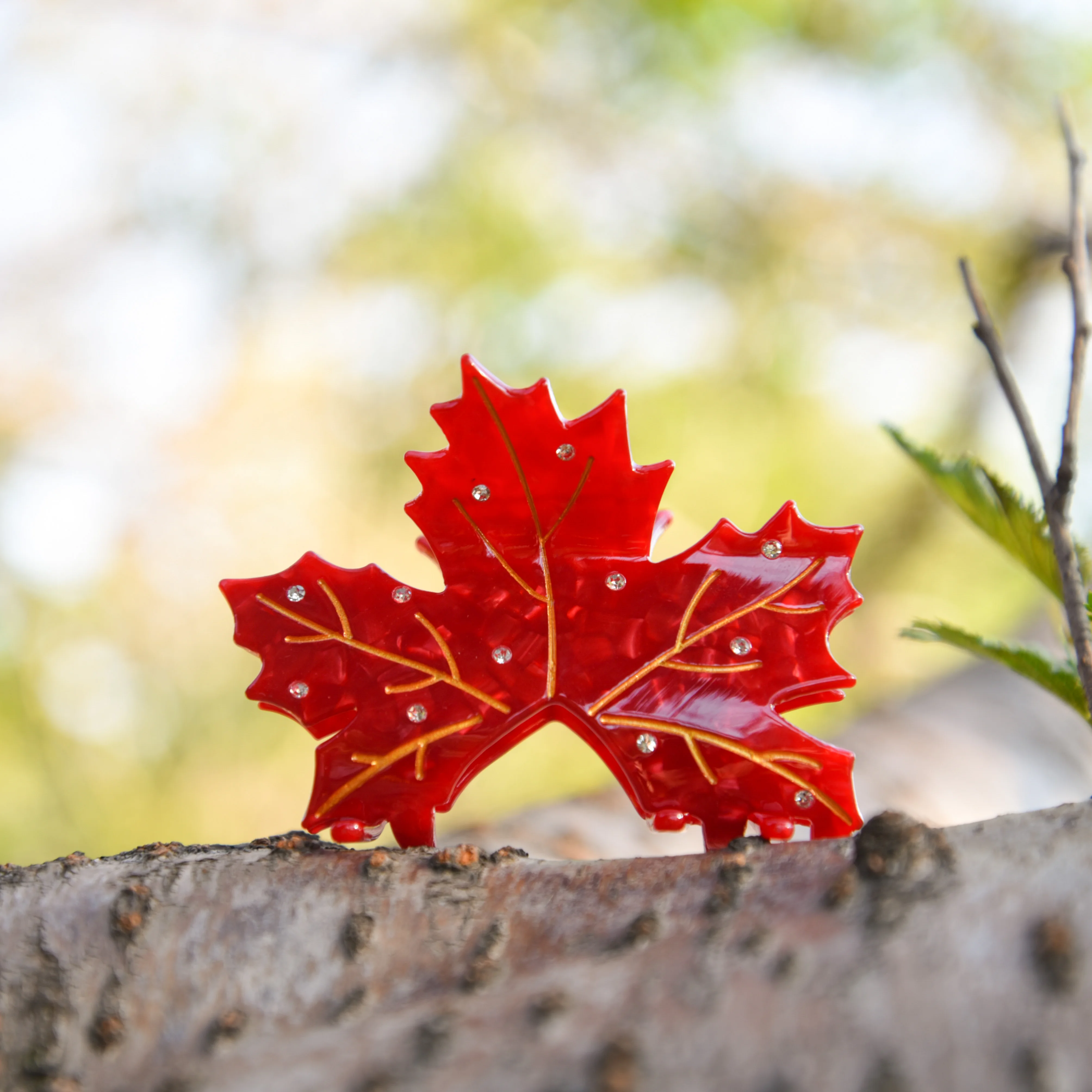 Muweordy ใหม่ฤดูใบไม้ร่วง Maple Leaves ผม Claw อารมณ์สง่างามเป็นมิตรกับสิ่งแวดล้อม Acetate Claw คลิปอุปกรณ์เสริมผมสําหรับผู้หญิงหญิง