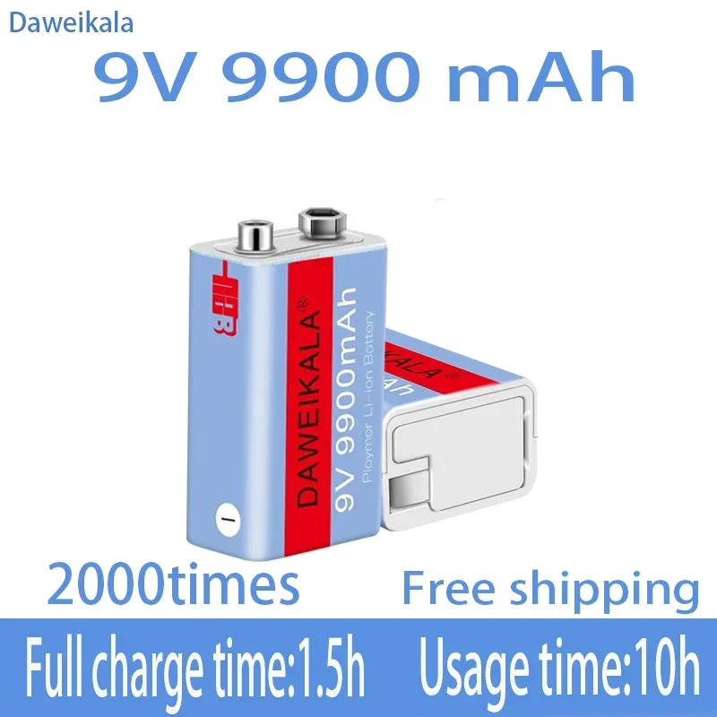 New 9V 9900mAh li-ion Rechargeable battery Micro USB Batteries 9 v lithium for Multimeter Microphone Toy Remote Control KTV use