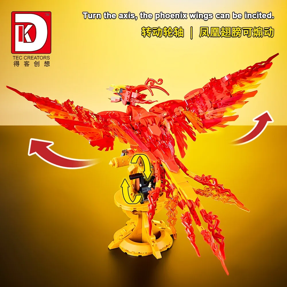 938PCS Creative Magic ภาพยนตร์ Fire Phoenix Building Blocks จีน Fly Divine Beast สัตว์นกชุดอิฐประกอบของเล่นเด็กของขวัญ