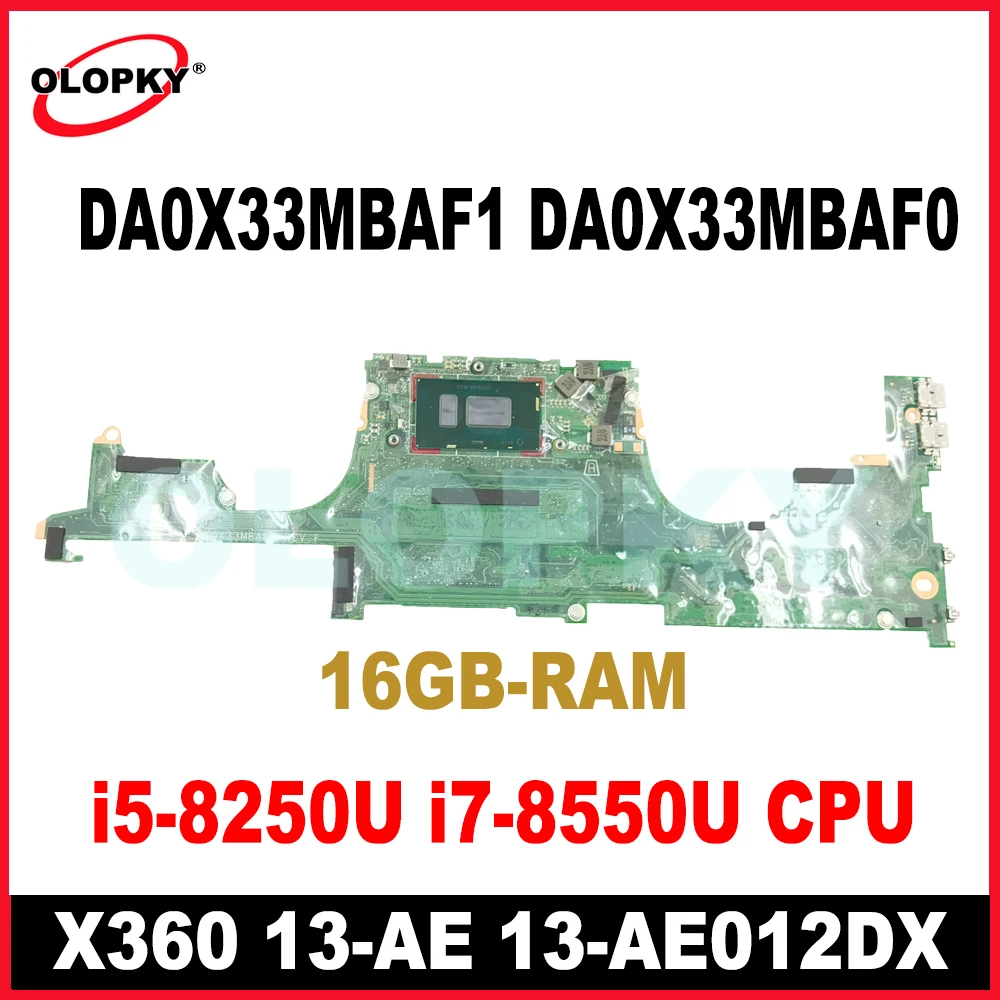

DA0X33MBAF1 DA0X33MBAF0 для HP Spectre X360 13-AE 13-AE012DX Материнская плата ноутбука с процессором i5-8250U i7-8550U 8 ГБ 16 ГБ ОЗУ 941884-601