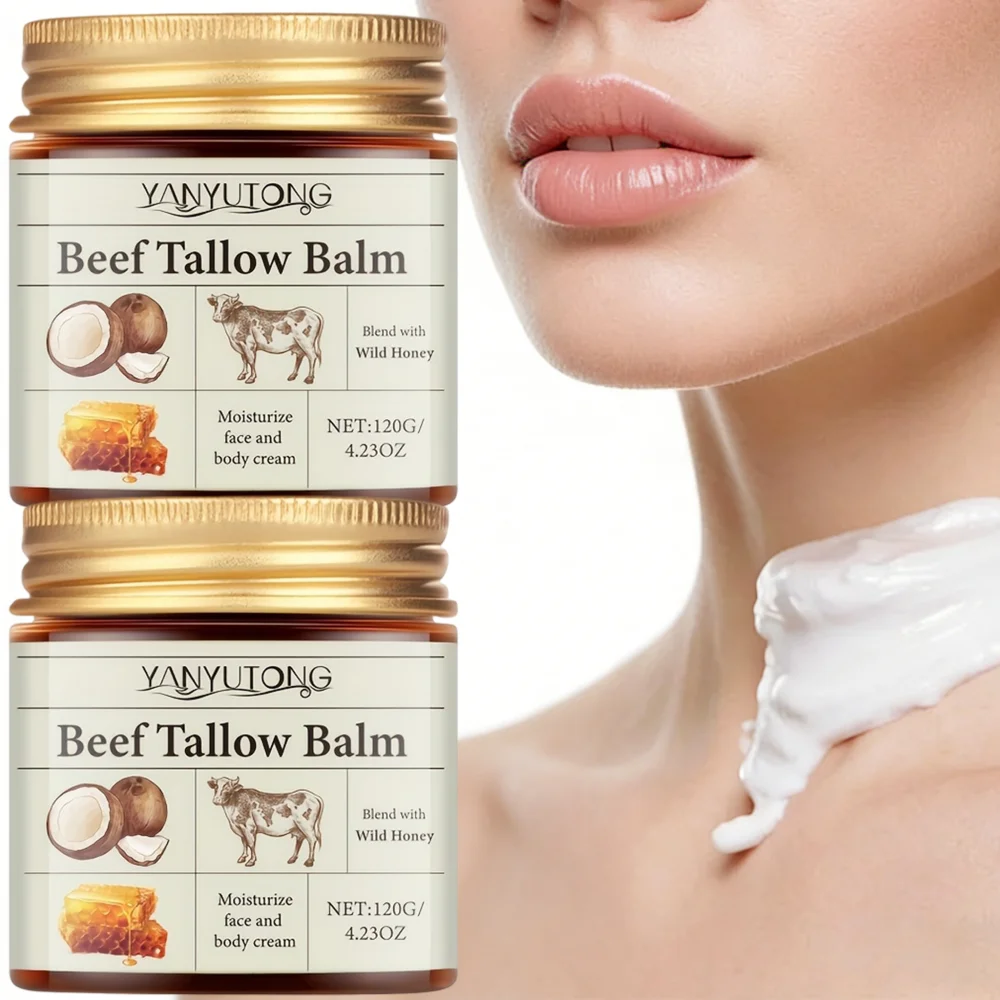 Beef Tallow Honey Balm Moisturizing Hydrating Face Cream Body Lotion Fades Fine Lines Tighten Soothen Brightening Facial Skin