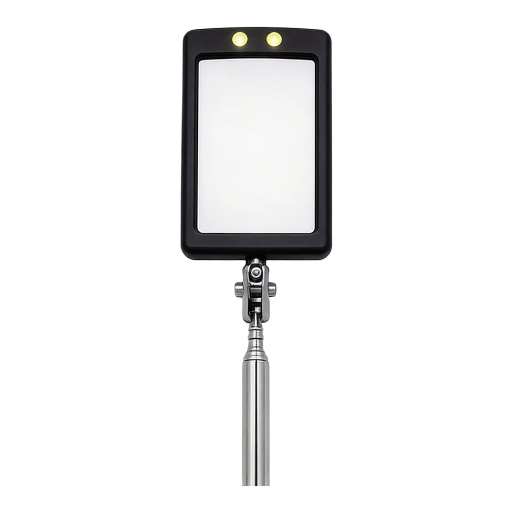 Portable Illuminated Vehicle Inspection Mirror Telescopic 34 inch Reach for Mechanics Technicians and Safety Inspectors