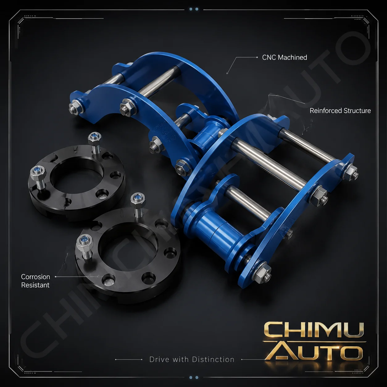 【CHIMU AUTO】 for Toyota Hilux Vigo Revo 2 Inch Rear Suspension Lift Shackle Kit High Strength Steel Performance Upgrade