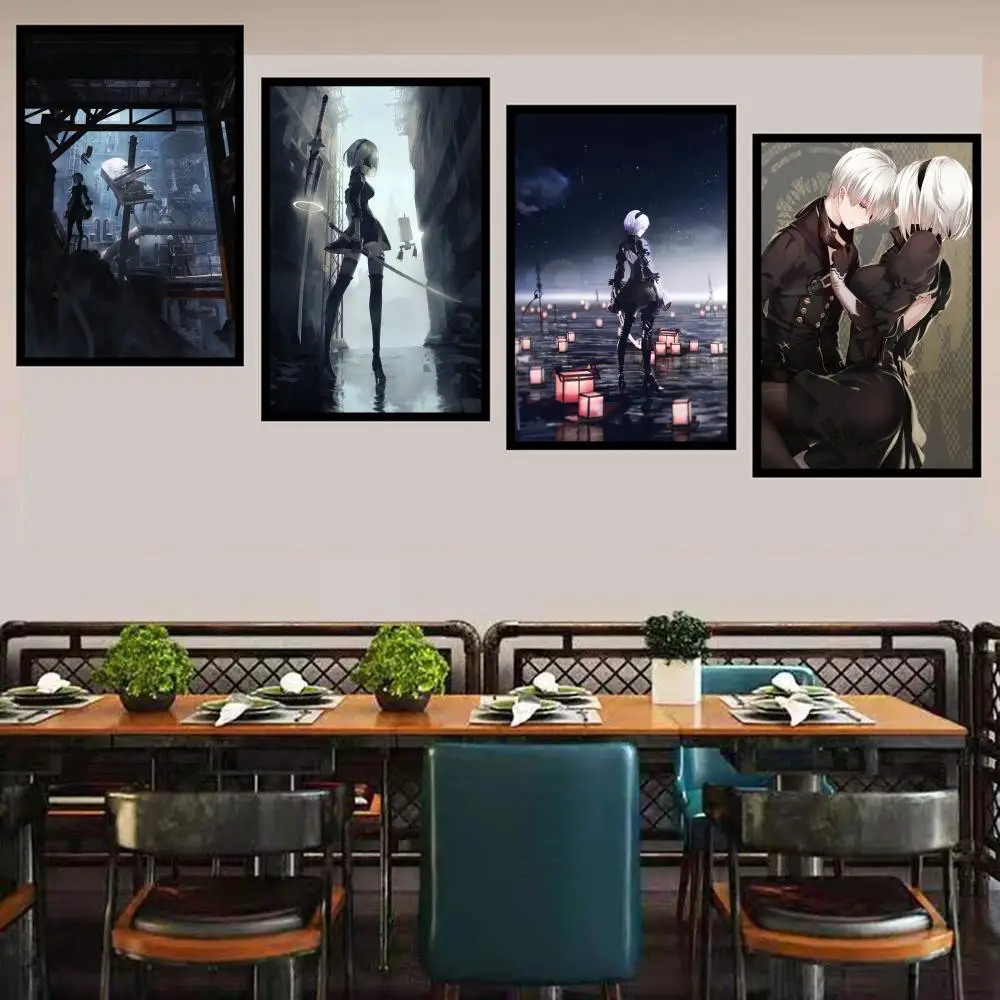 NieR Automata Poster Classic Anime Poster Fancy Wall Sticker for Living Room Bar Decoration Decor Art Wall Stickers