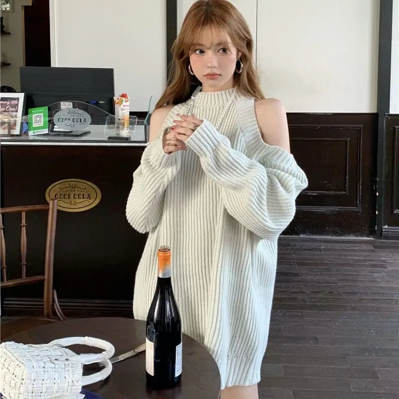 

Пуловеры до колена, свитера для девочек, джемперы, женские стильные верхние женские многослойные теплые карманные клапаны с талией в стиле панк, универсальные